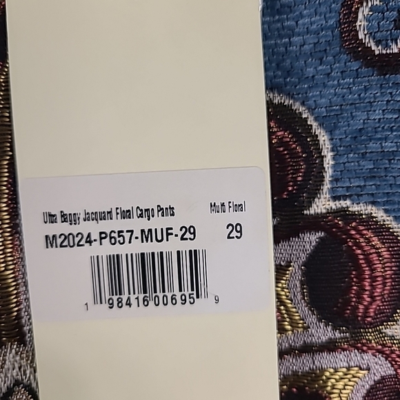 MNML Ultra Baggy Jacquard Cargo Floral Pants Size 29 - Picture 3 of 10